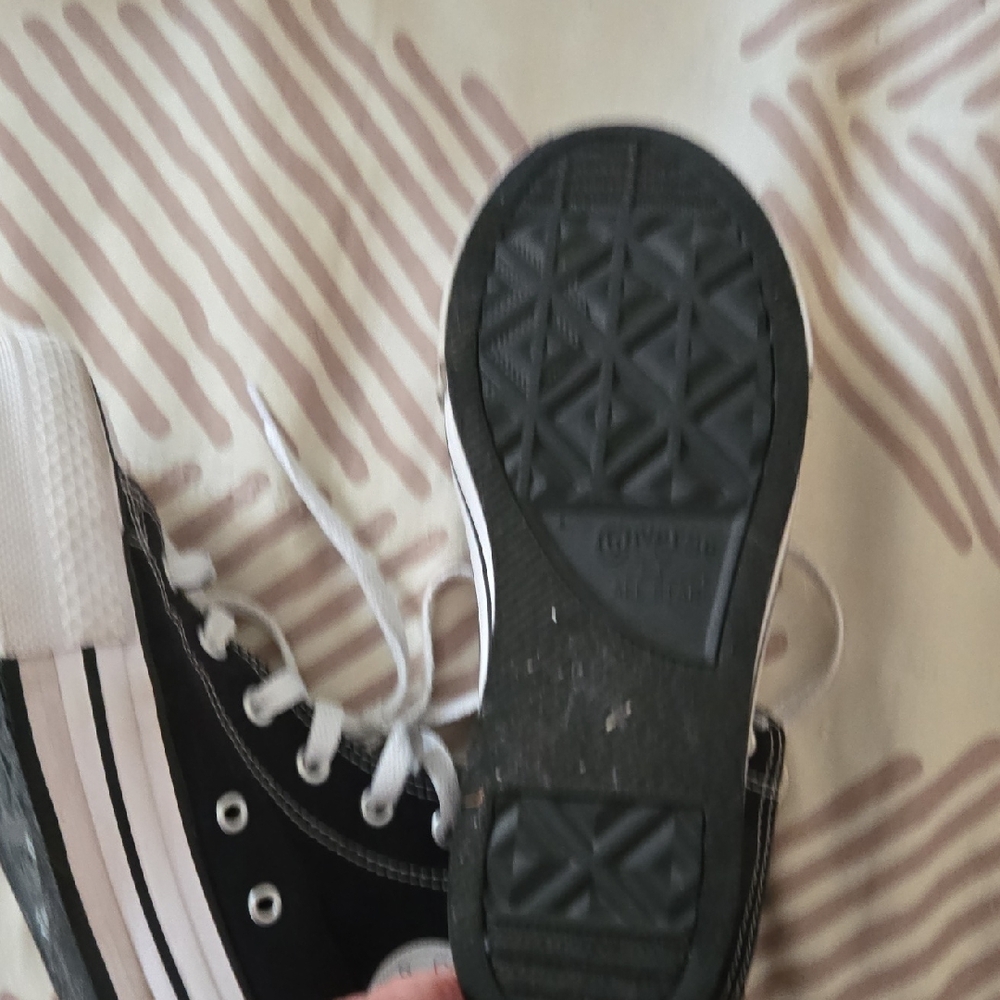 Converse Black and White High-Top Athletic Shoes - Picture 4 of 5